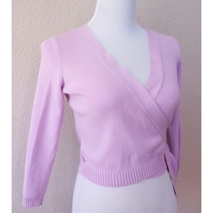 Ann Taylor Loft vintage Y2K lilac cropped wrap sweater
